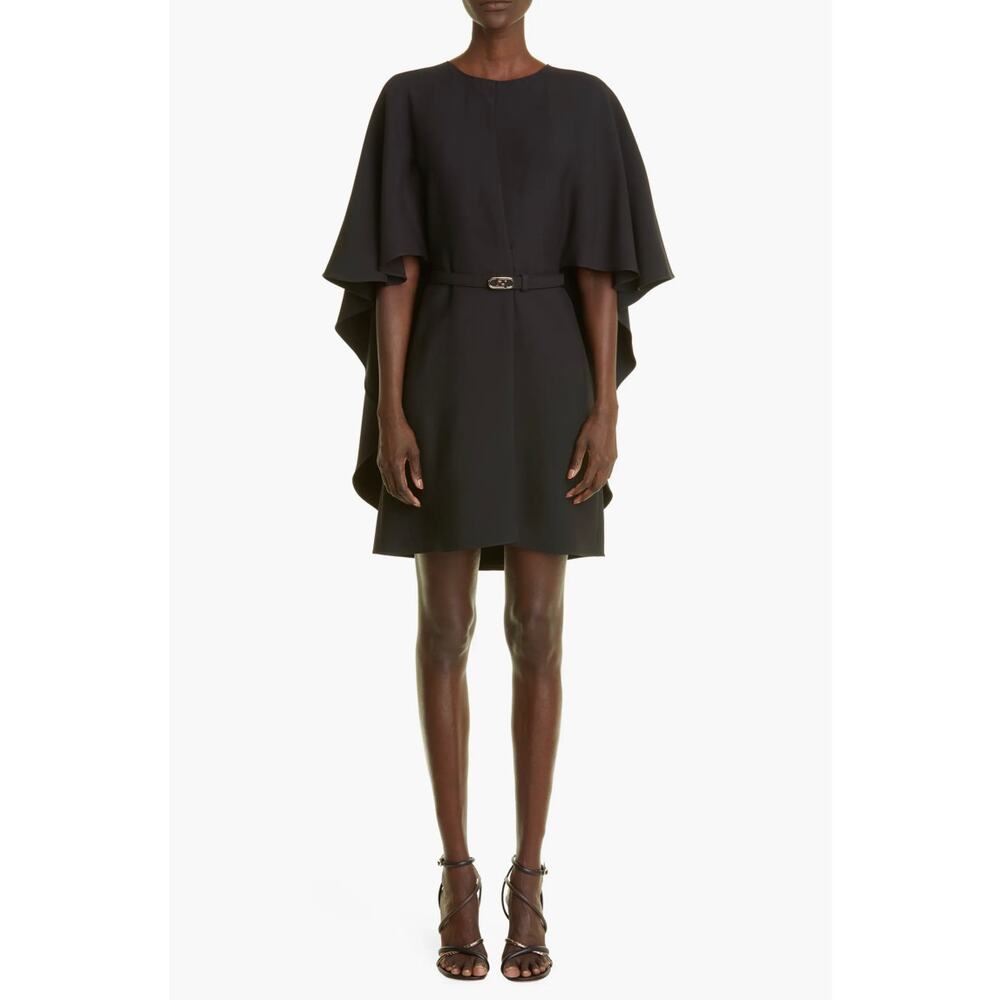 Fendi Cape Back Cady Mini Dress Black IT 48